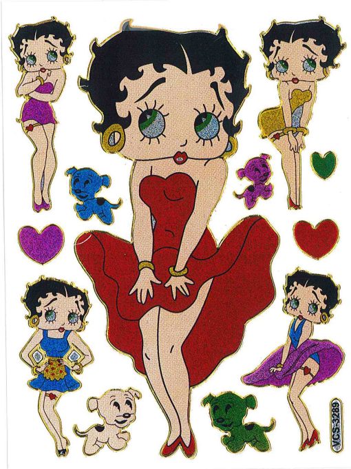 Feuille d'autocollants métalliques Betty Boop