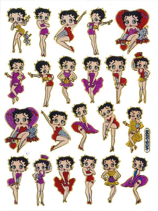 Feuille d'autocollants métalliques Betty Boop