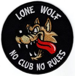 Lone Wolf No Club No Rules stoffen opstrijk patch