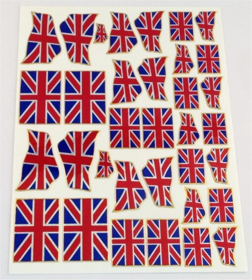 Feuille d'autocollants métalliques du drapeau Union Jack