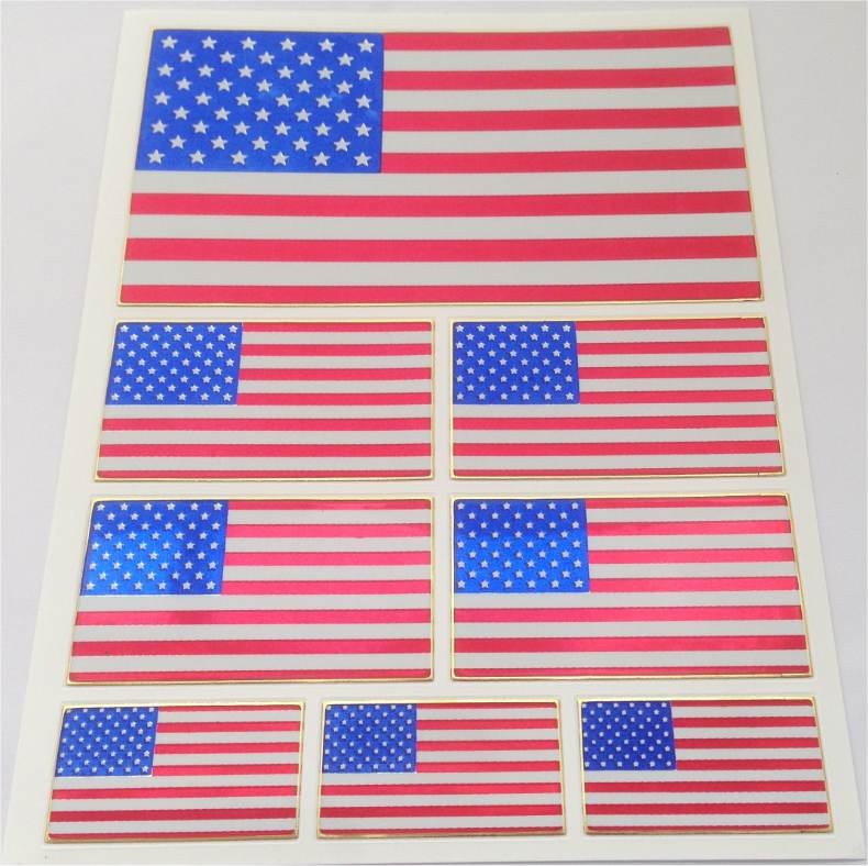 Metallischer Aufkleberbogen mit USA-Flagge