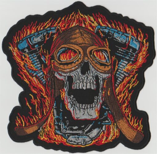 Doodshoofd V-twin stoffen opstrijk patch