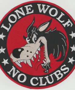 Lone Wolf No Clubs Applique Iron On Patch