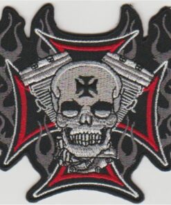 Croix celtique V-Twin Skull Applique Iron On Patch