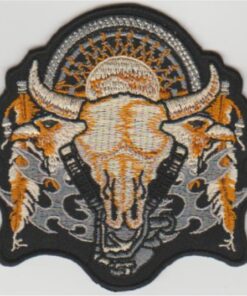 Indian Buffalo Skull Feather stoffen opstrijk patch