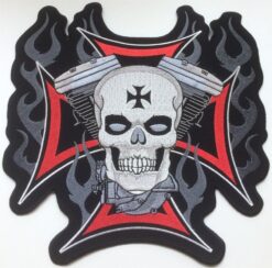 Keltisch Kruis V-Twin Doodshoofd stoffen opstrijk patch