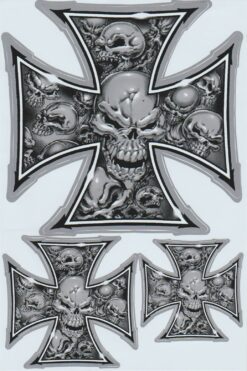 Aufkleberbogen Keltisches Kreuz mit Totenköpfen