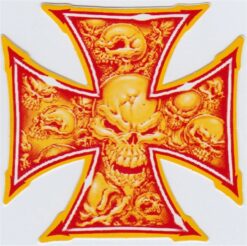 Aufkleber Keltisches Kreuz mit Totenköpfen