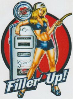 Aufkleber „Pin Up Station Service Pump Filler Up“.