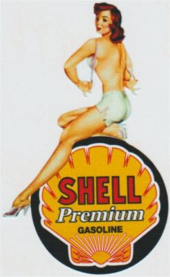 Shell Premium Benzin Pin-Up Aufkleber