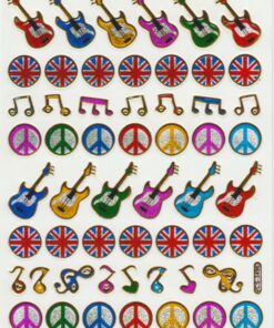 Feuille d'autocollants métalliques Peace Guitar Union Jack