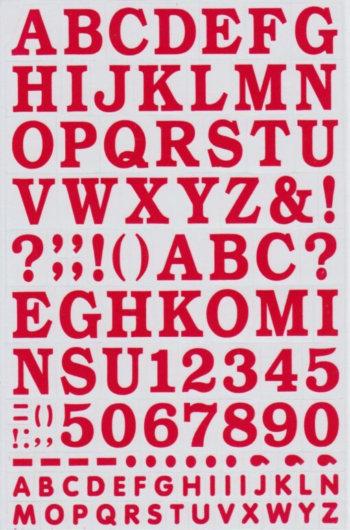 Alphabet-Zahlen-Aufkleberblatt rot