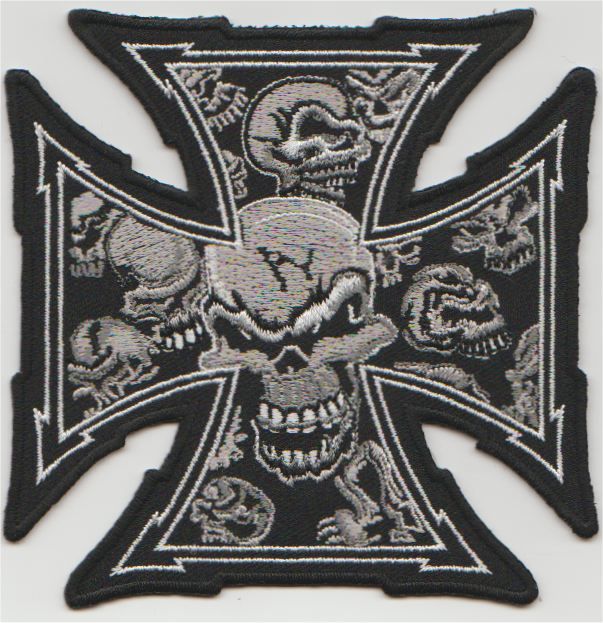 Keltisches Kreuz Totenkopf Applikation zum Aufbügeln