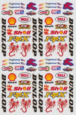 Feuille d'autocollants du sponsor de construction de modèles (Shell, Dunlop, Bell)