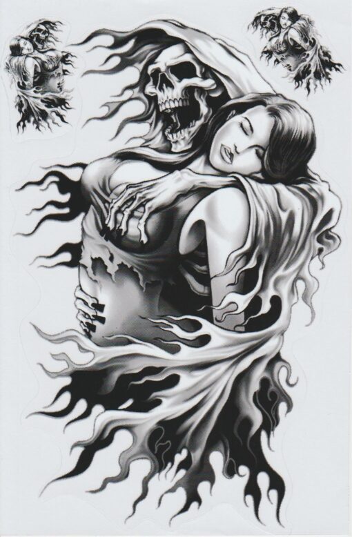Feuille d'autocollants Skull Pin Up Girl