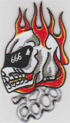 666 Flame Skull Applikation zum Aufbügeln