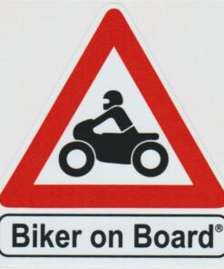 Aufkleber „Biker an Bord“.