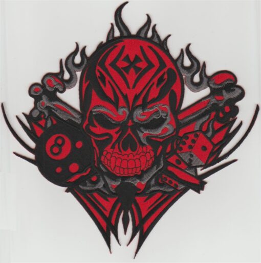 Skull 8 Ball Dice stoffen opstrijk patch