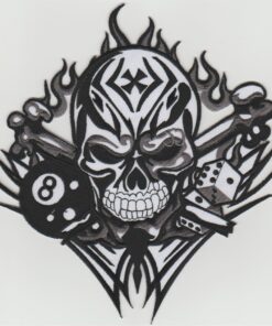 Skull 8 Ball Dice stoffen opstrijk patch