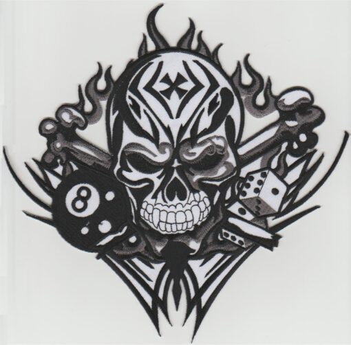 Skull 8 Ball Dice stoffen opstrijk patch