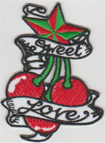 Sweet Love Kersen Ster stoffen opstrijk patch