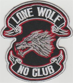 Lone Wolf No Club stoffen opstrijk patch