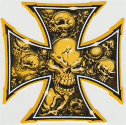 Aufkleber Keltisches Kreuz mit Totenköpfen