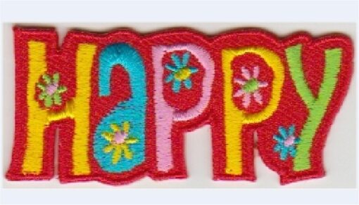 Happy stoffen opstrijk patch