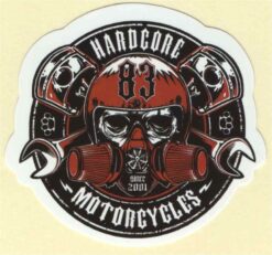 Aufkleber „Hardcore 83 Motorräder“.