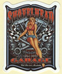 Shovelhead Garage Pin Up Girl sticker