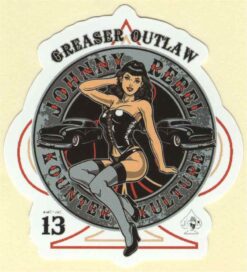 Sticker Johnny Rebel Greaser Outlaw Pin Up Girl
