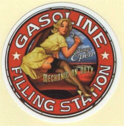 Gasoline Filling Station Pin-Up Girl sticker