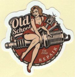 Aufkleber „Old School Pin Up Girl“.