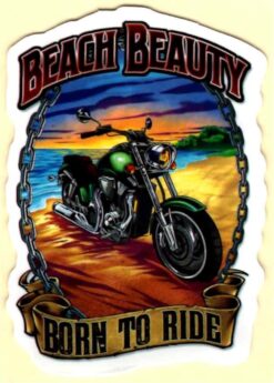 Beach Beauty Born to Ride sticker