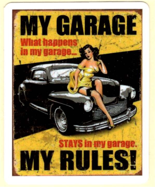 My Garage My Rules - Targa In Metallo Vintage 30x20 Cm Con Scritta Personalizzata Per Officina E Garage, Decorazione Da Parete Stile Retrò