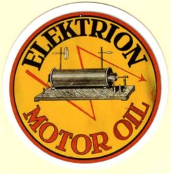 Aufkleber „Electrion Motor Oil“.