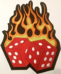 Dice Dice Flames Applique Iron On Patch