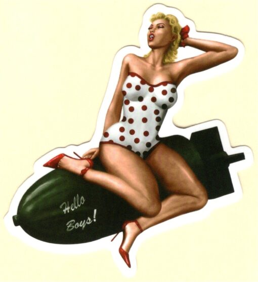 Pin Up Girl Hello Boys sticker