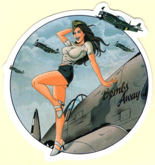 Sticker Pin Up Girl Bombs Away