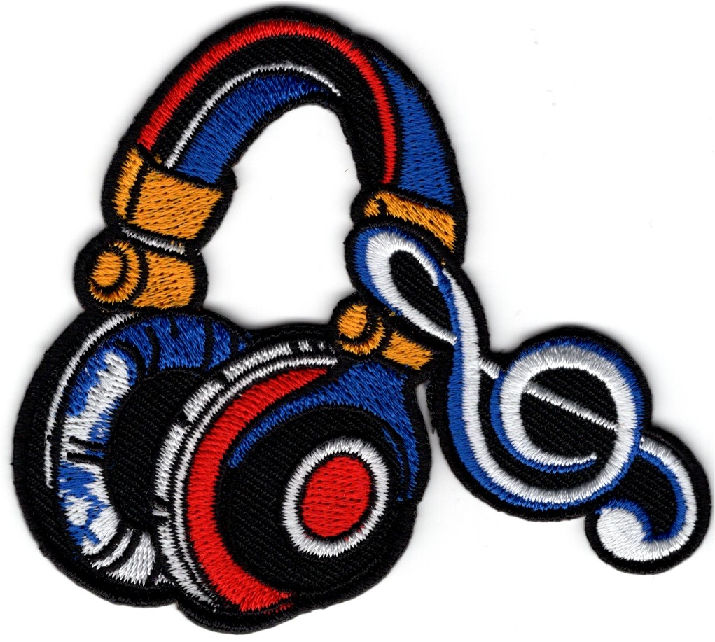 Musiknoten-Kopfhörer-DJ-Applikation zum Aufbügeln